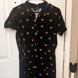 Disney's Pumpkin Mickey Spooky Halloween Cakeworthy Collared Neck Dress Medium